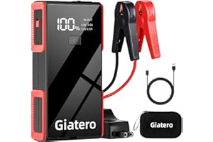 Giatero 006B 4000A Car Jump Starter, Portable Jump Start Battery Pack(10.0L Gas/8.0L Diesel), 12V Battery booster Jump Box with 3 Modes Flashlight, Jumper Ca