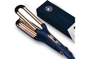 MIRACOMB Titanium Deep Waver Iron, Ion Technology, Digital Heat Settings, Auto Off, Dual Voltage (12.2 inches, Wavy Hair, Hair Waver)