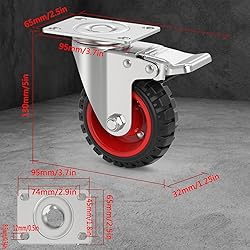 Homhoo 4" Swivel Caster Wheels with Safety Dual