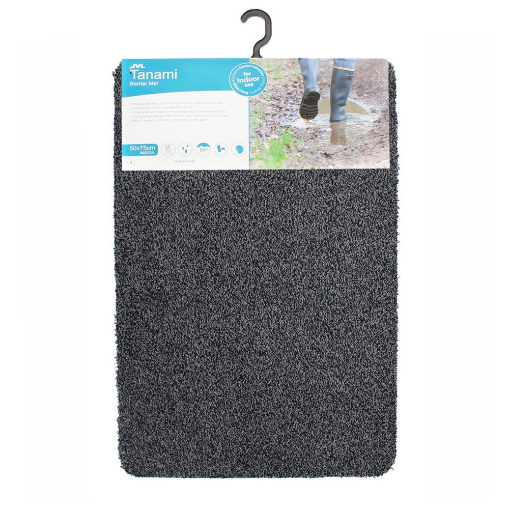 JVL Tanami Machine Washable Barrier Door Mat, Charcoal, 50 x 75 cm 01-884CH