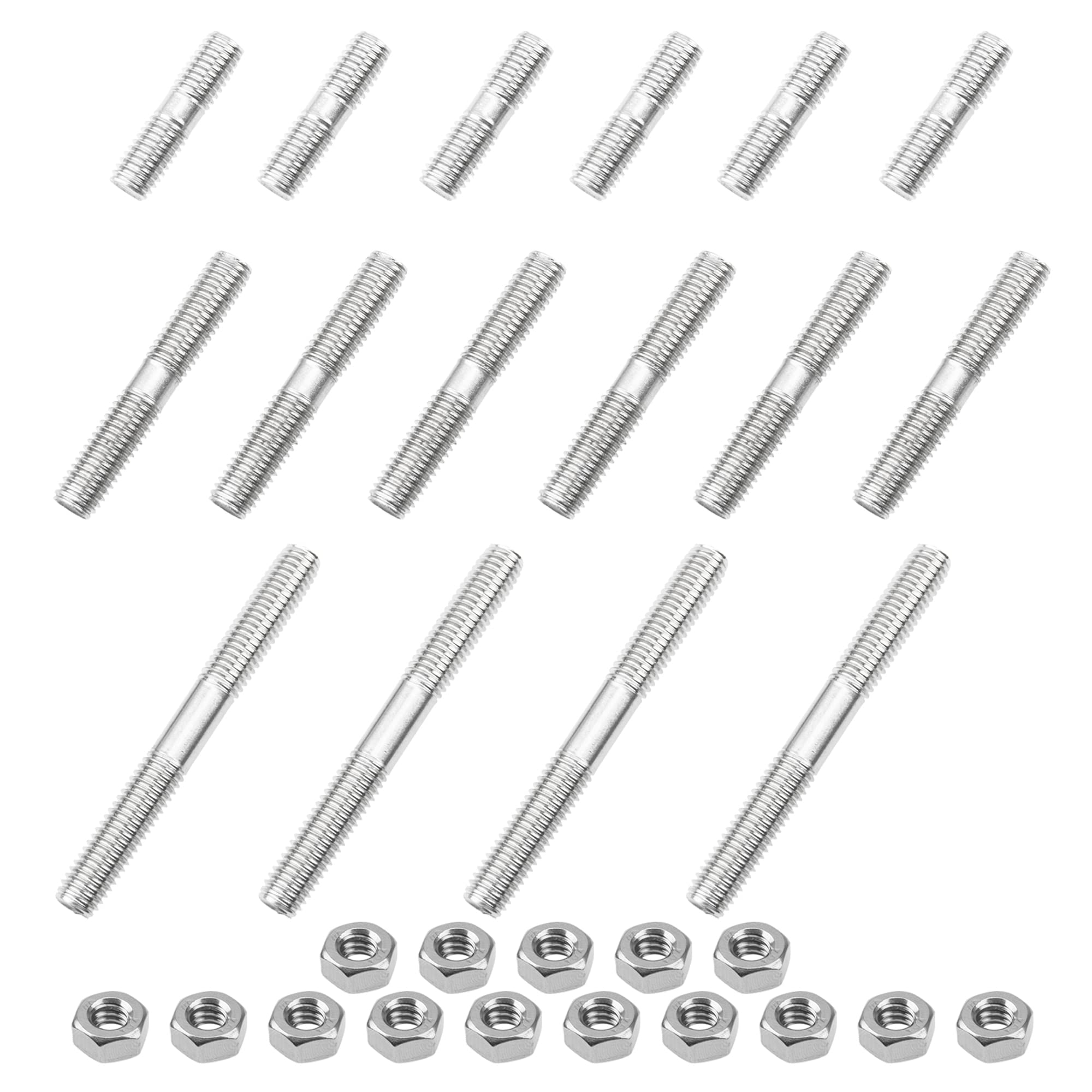 Photo 1 of Rrina Metric 16Pcs 304 Stainless Steel Double End Threaded Stud Screw Bolt M8x30/50/70 with Nut