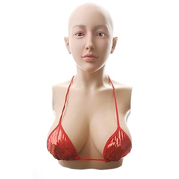 XDRESSER Transvestiten Crossdresser Silikon Torso mit Maske und Silikonbrüsten, ohne Arme für Frauen und Herren Menge: 1 Stüc