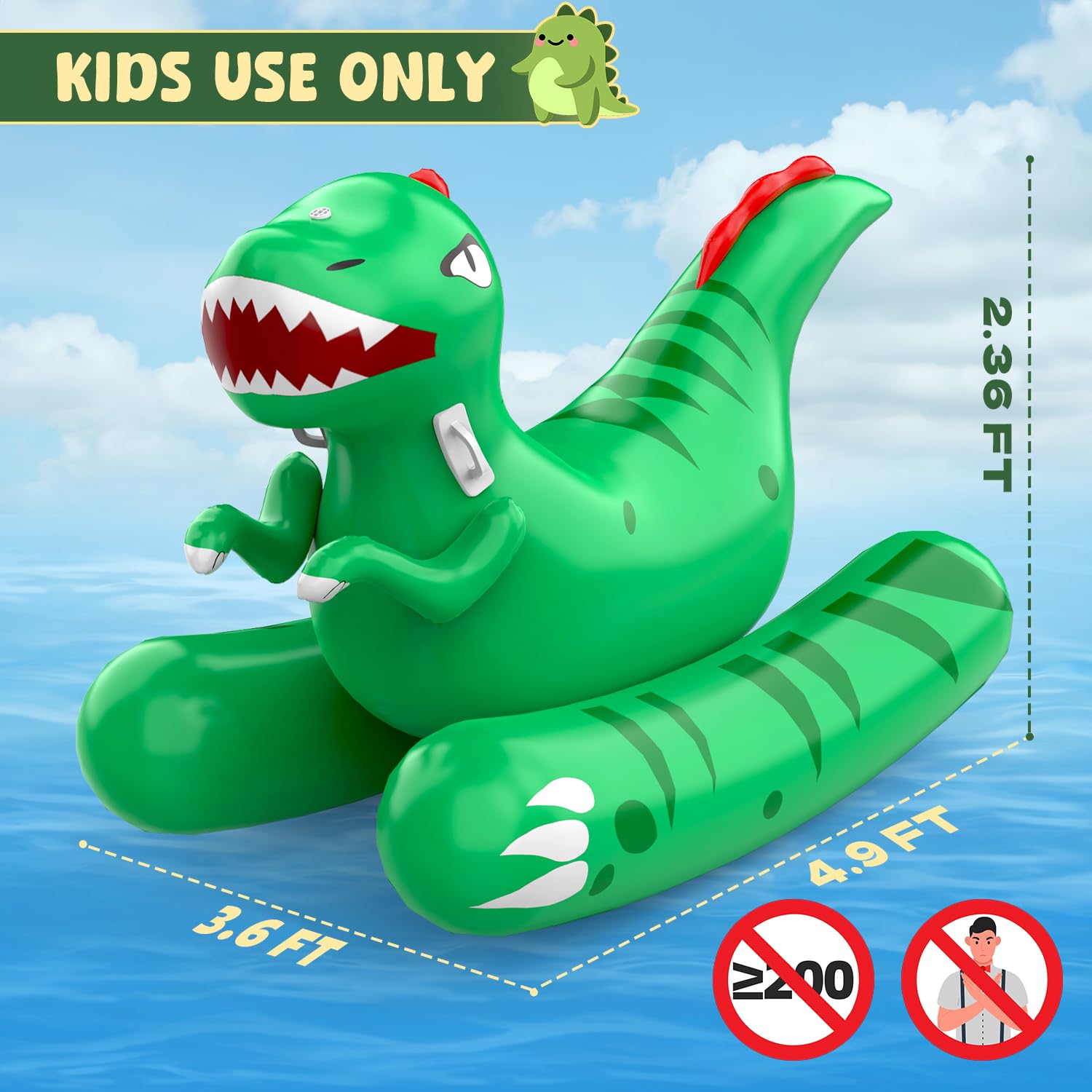 Skirfy Aufblasbare Dinosaurier Swimmingpool-Flöße Wasser Pool Luftmatratze mit Sprinkler für den Garten, 2-in-1 Wasserspielzeug Spielzeug für Wasserpartys Sommerparty für den Sommer 2