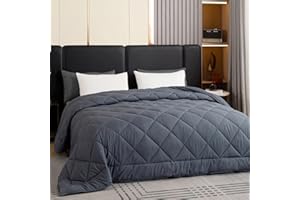 GOHOME Comforter Duvet Insert King Size,All Season Fluffy Soft Down Alternative Comforter Microfiber Comforter with 8 Corner Tabs (Grey, King 102x90 Inches)