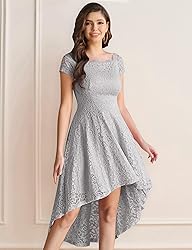 Dressystar Women's Lace Cocktail Dress Hi-Lo Off