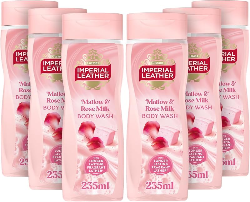 Imperial Leather Mallow & Rose Milk Body Wash 6 x 235ml Vegan Cruelty Free