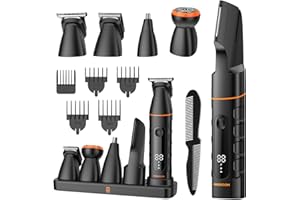 MAXGROOM Manscape All-in-One Body & Pubic Hair Trimmer for Men, No-Nick Groin & Ball Shaver, Waterproof Mens Electric Grooming Kit with LED Display, USB Rechargeable (Black)