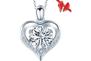 Trinckle Moissanite Heart Necklace, Mothers Day Gifts for Women 1-3 Ct Moissanite Necklace Gifts for Wife Sterling Silver Dan