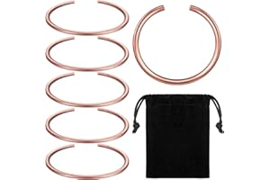Otuuz 6 Pcs Copper Bracelets Copper Jewelry Vintage Pure Copper Bracelets for Men Women Handmade Adjustable Copper Cuff Bracelet for Health Jewelry Gifts (Hoop Style)