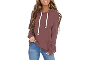 PRETTODAY Women's Casual Lightweight Hoodies Long Sleeve White Drawstring Sweatshirts Loose Pullovers with Pocket