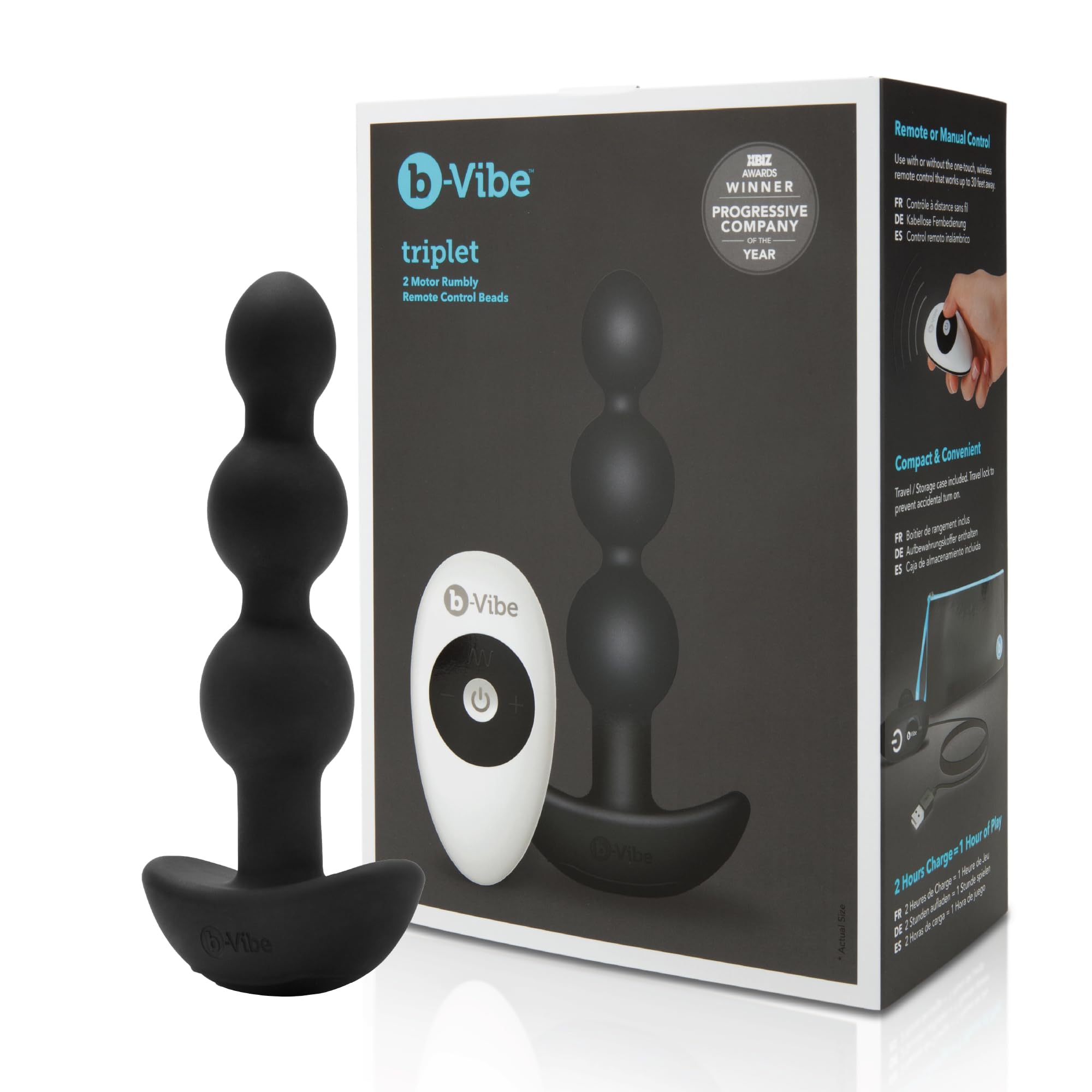 b-Vibe Triplet Anal Beads, Black