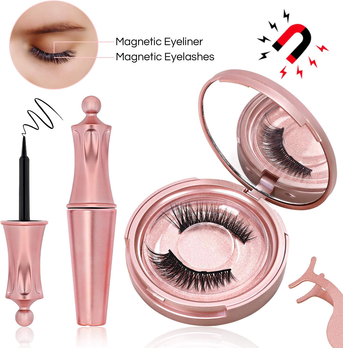 Magnetic Eyelashes,Winpok magnetic eyeliner and lashes, Magnetic Eyelashes with Eyeliner,Reusable Magnetic False Eyelashes Kit Eyelashes No Glue With Applicator For Women Natural Look