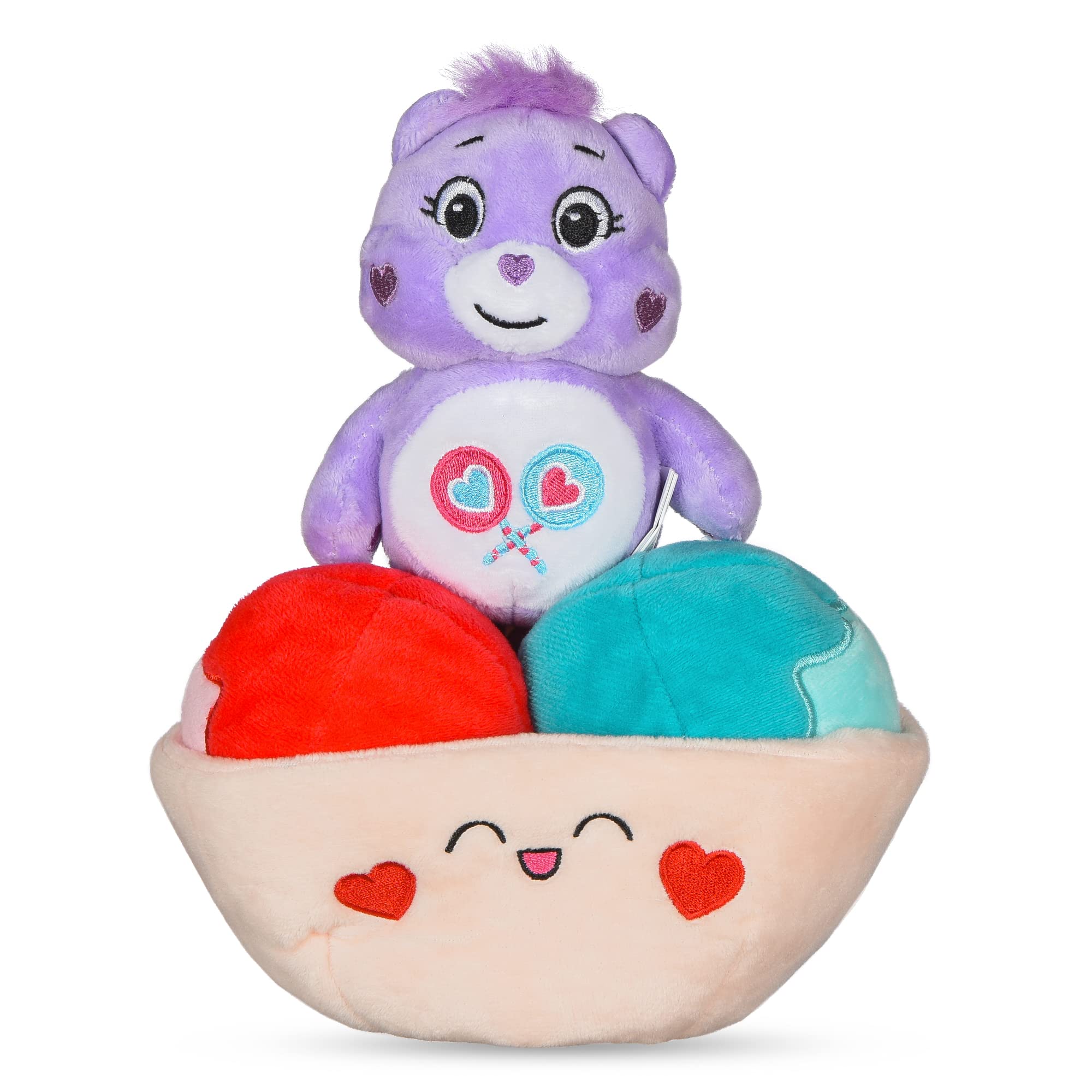 Care Bears Pet Plush Squeaky Toy Share Bear with Ice Cream Sundae, 8” with Squeaker Inside | Share Bear for Dogs Squeaky Plush Toy | Collectible Care Bears Dog Toys