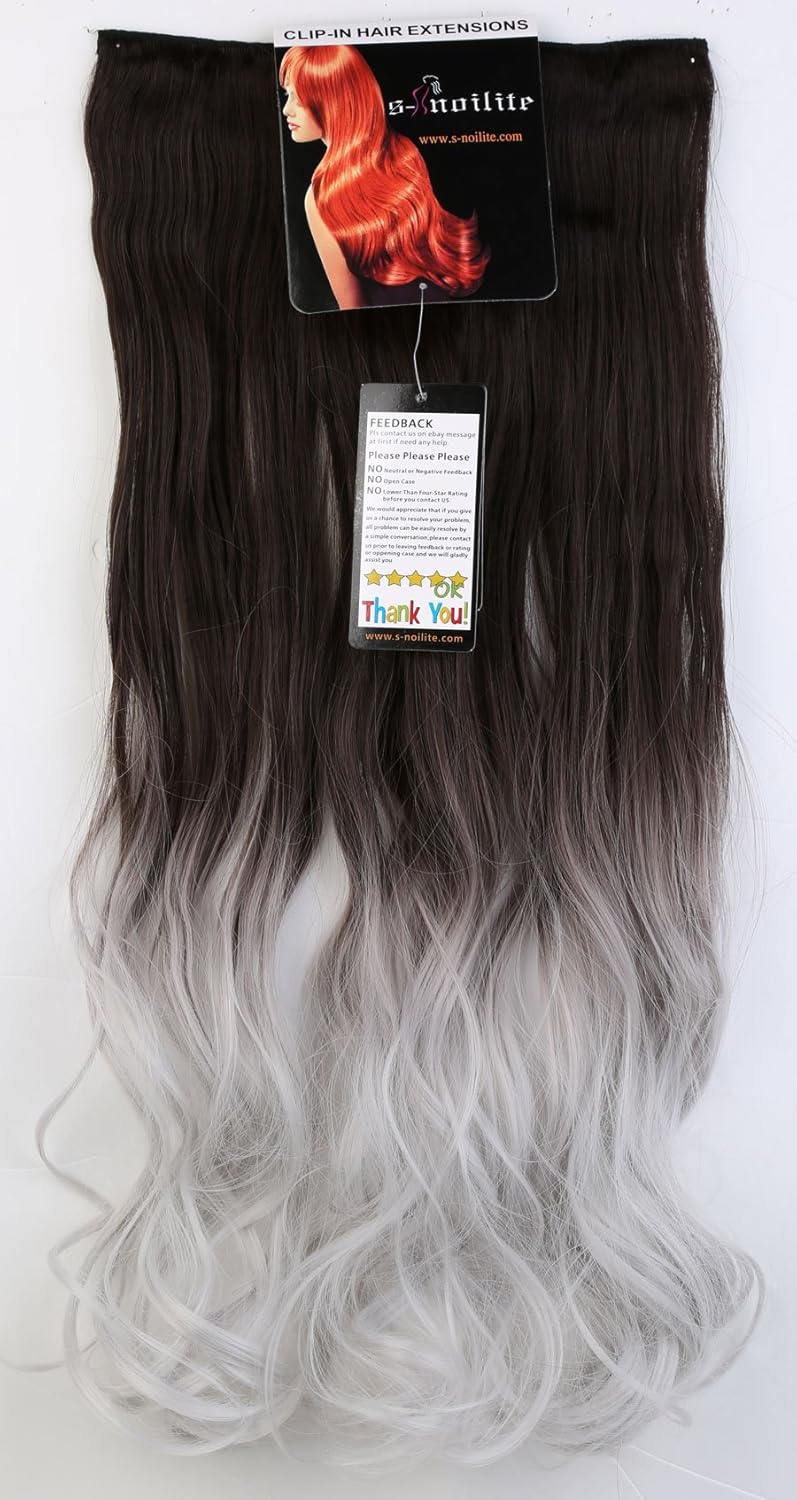 S Noilite 3 4 Full Head Clip In Hair Extensions Ombre Dip Dye One