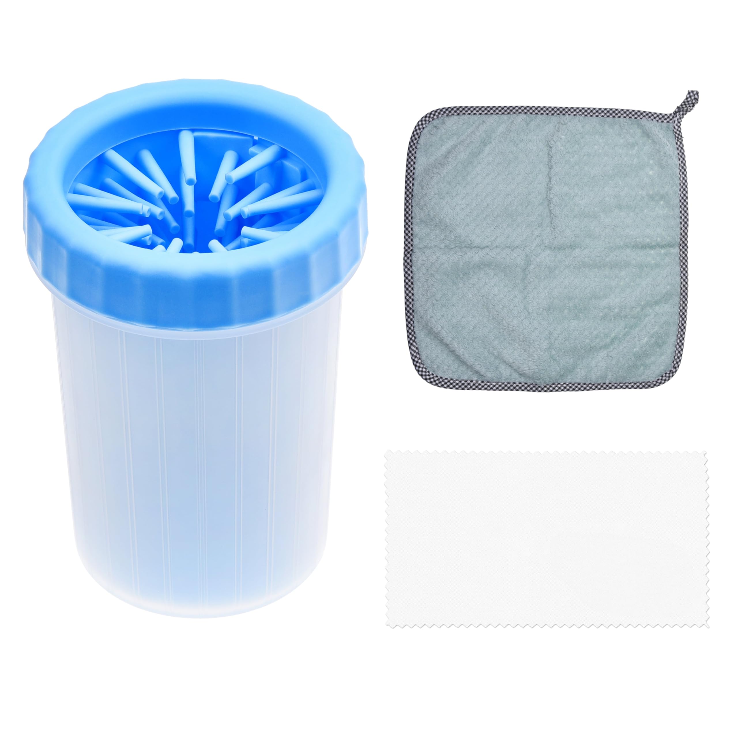 Kare & Kind Dog Paw Cleaner - Portable Washer Pet Cleaning Brush for Bathing and Grooming - Removes, Dirt, Mud, Debris - Soft Silicone Bristles Gentle for Pets - Also Includes Microfiber Cloth