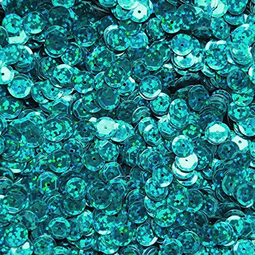 8mm Cup Facet Round Sequin Paillettes ~ Peacock Teal Hologram Multi Metallic Premium ~ Loose sequins for embroidery, bridal, applique, arts, crafts, and embellishment. Made in USA