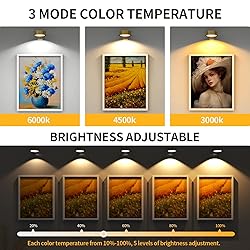 3 Pack Picture Lights for Wall, Rechargeable