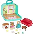 Lil Woodzeez – Portable Toy Figures Playset - Miniature Furniture & Posable Figures - Couch, Fireplace & Food - Animal Characters Included - Kids 3 Years +