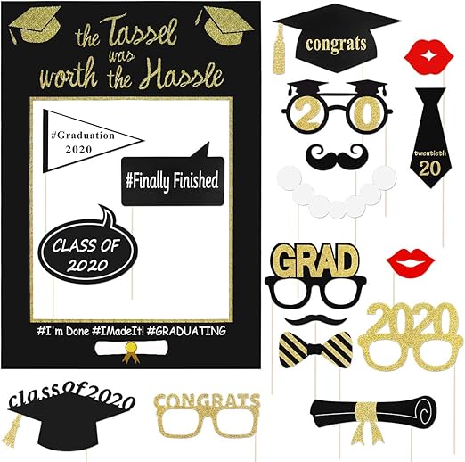 Photobooth Props Amosfun Graduation Photo Booth Props Kit 2019 Graduation Decorations Class Of 2019 Photo Frame Photo Props Party Favors Home Kitchen plasma bg