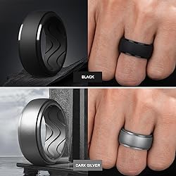 Egnaro Men's Silicone Rings 10mm Wide 2.5mm
