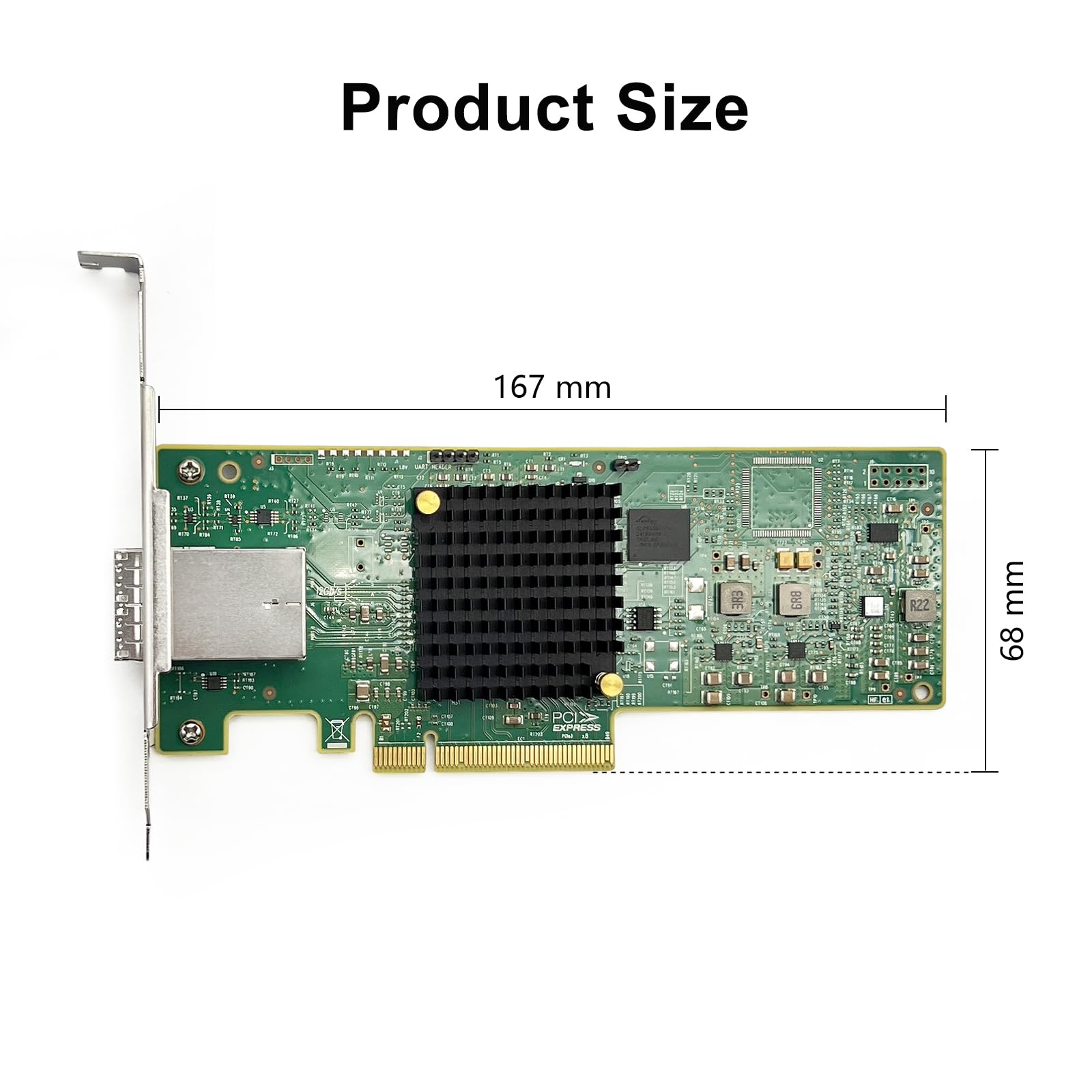 Broadcom Sas 3008 Hba Card Showing Dual Sff-8644 Ports