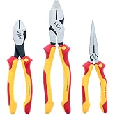 Wiha 32968 3 Piece Insulated Industrial Grip Pliers and Cutters Set
