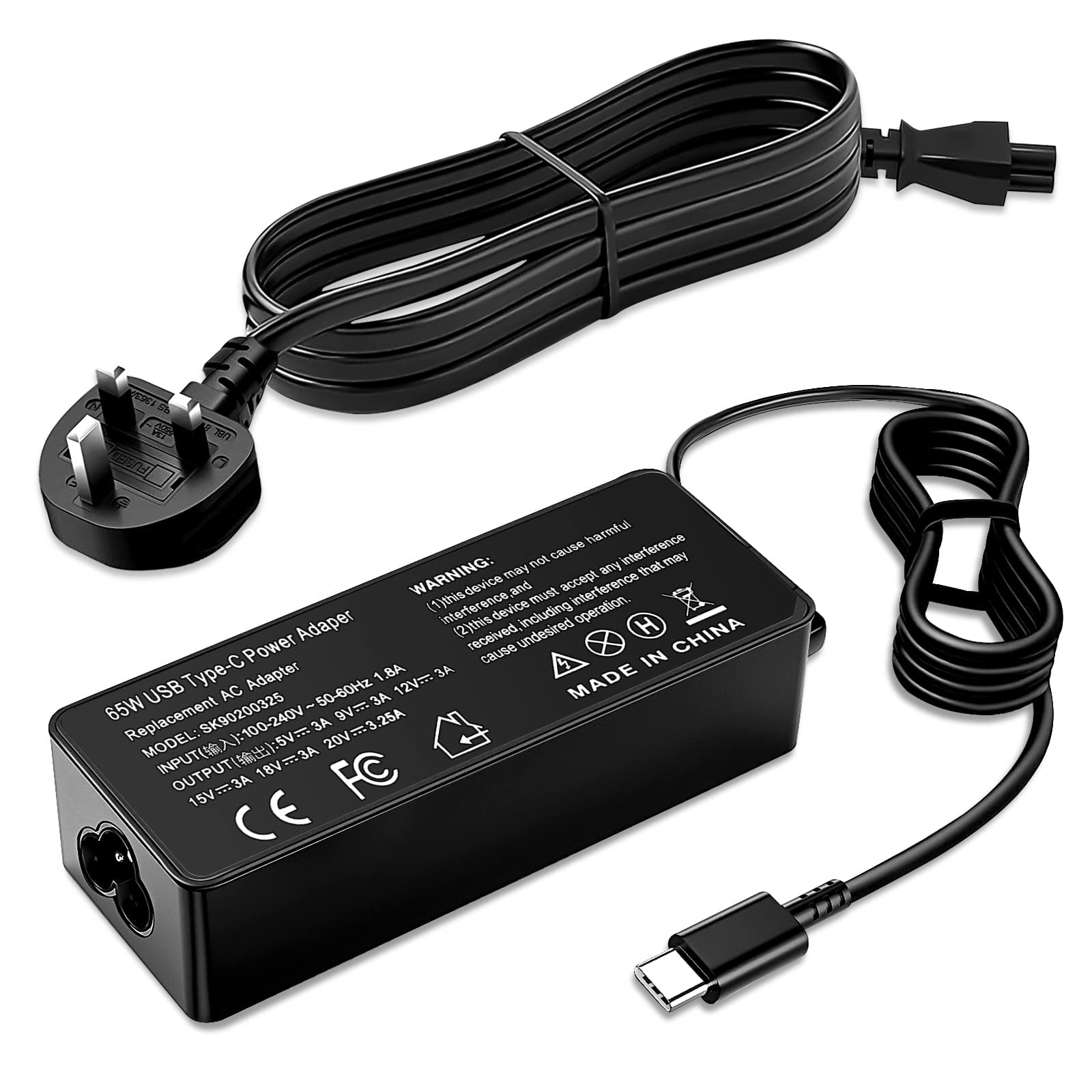 65W USB C Laptop Charger Compatible With Microsoft Surface Pro 11 10 9 8 7+ 7 pro X 1796 1769 1800/MacBook Pro/Dell/Lenovo/Huawei Matebook/HP Spectre and Any Laptops