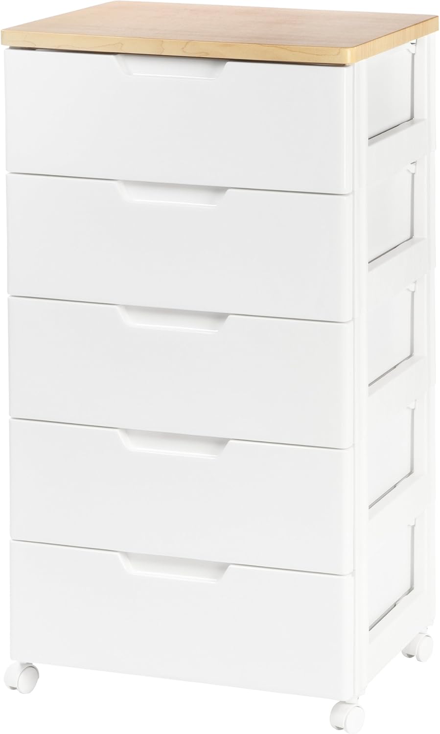 IRIS Premier Collection 5Drawer Storage Chest, White and Natural
