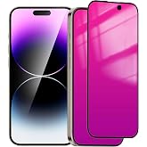 Heromiracle Privacy Screen Protector for iPhone 14 Pro Max 2 Pack (Pink) | Anti-Spy Tempered Glass Gradient Colorful Mirror Effect Full Coverage Anti Bluelight Anti-Bubble Alignment Frame