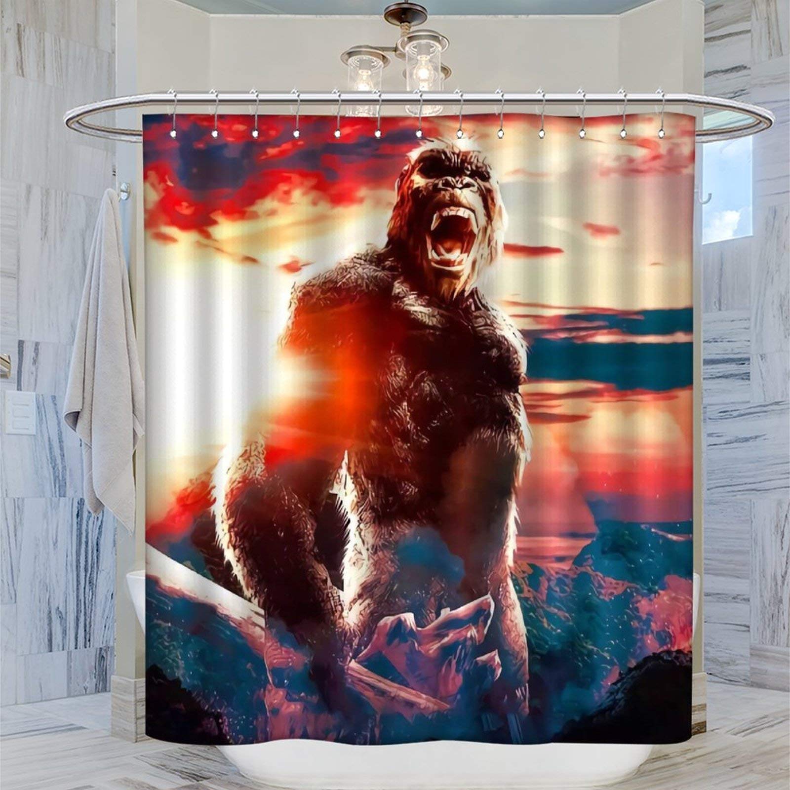 DRAGON VINES Godzilla Vs Kong King Kong Movie PosterModern Pop Shower CurtainHome Decoration72x72inc