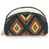 Lavivia Handmade Beaded Coin Purse, Native American Style Beaded Small Leather Pouch, designer key pouch, Small Wallets for her, Birthday, Graduatiaon Gifts. VA-CP-O-03