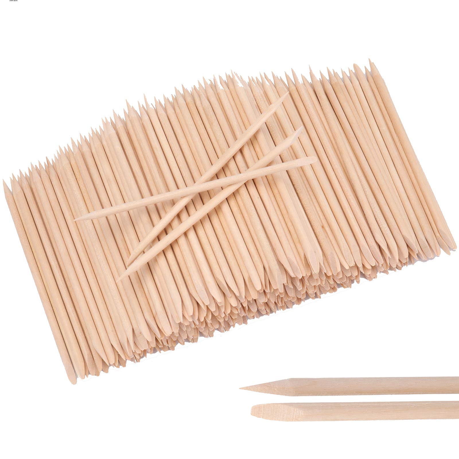 600 Pcs Orange Wood Nail Sticks, Double Sided Multi Functional Cuticle Pusher Remover, Pointed End & Flat End Manicure Pedicure Tool