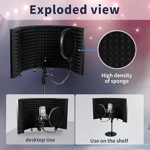 Filtre Acoustique écran Microphone HIQIU F2 - Éponge Insonorisante 20x20x17 Cm, Réduction Bruit Ambiant, Anti-pop - 8