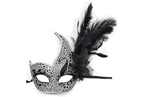 Awlsyj Women's Feather Masquerade Mask Venetian Halloween Mardi Gras Costumes Party Ball Prom Mask