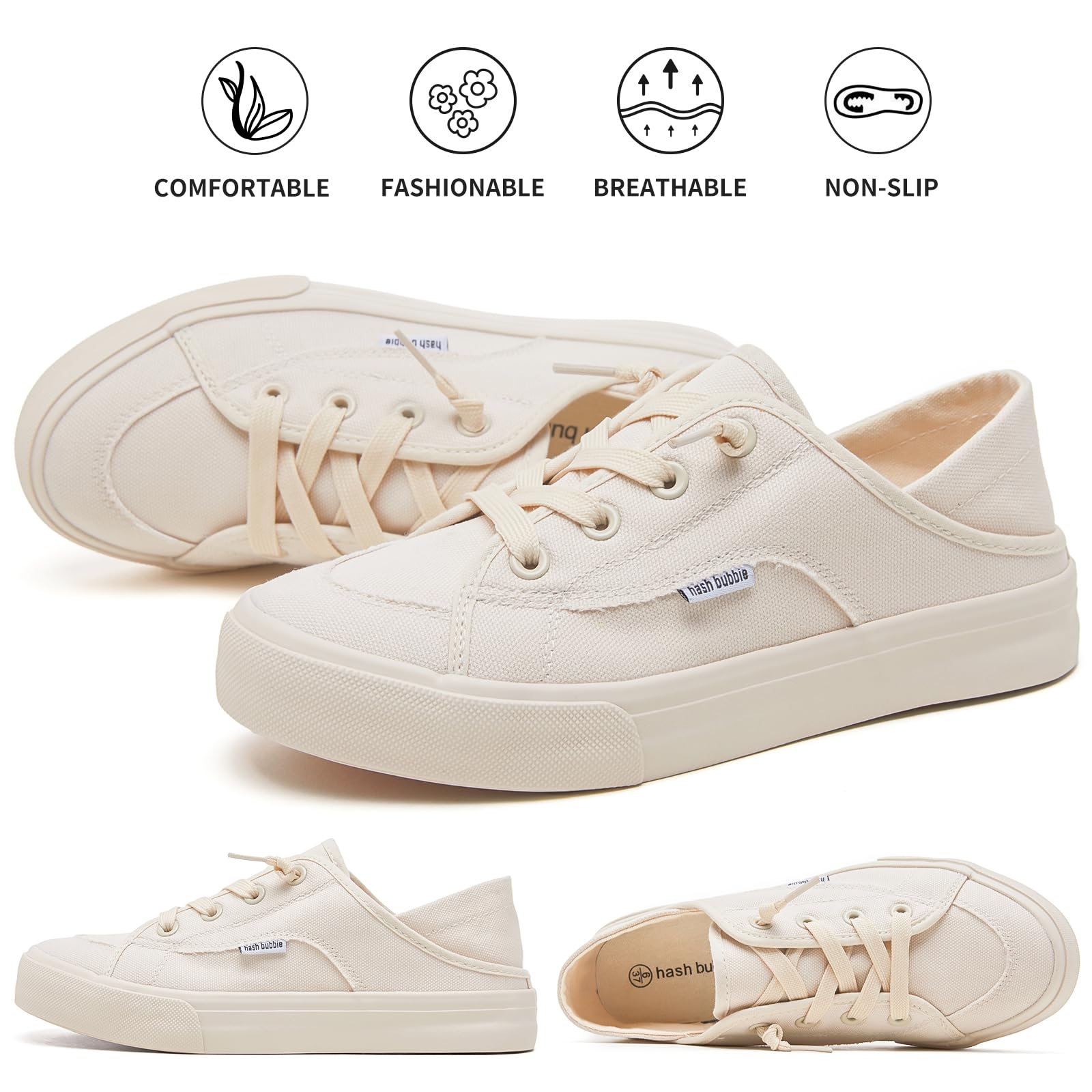 hash bubbie Women's Slip on Shoes Canvas Shoes Non Slip Fashion Sneakers for Women Low Top Loafers
