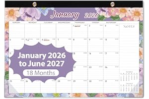 Desk Calendar 2026, 18 Months Desktop/Wall Monthly Calendar with Stickers(Jan. 2026 - Jun. 2027), Large 17“ x 12“ Desk Planne