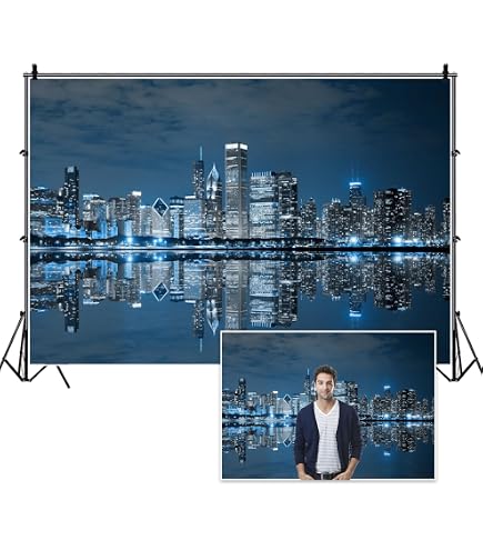 Dallas Texas Skyscraper Night View Photography Backdrop - 7x5ft In Bustling Night View Vinyl Photography Background Personal Portraits Wedding Photo