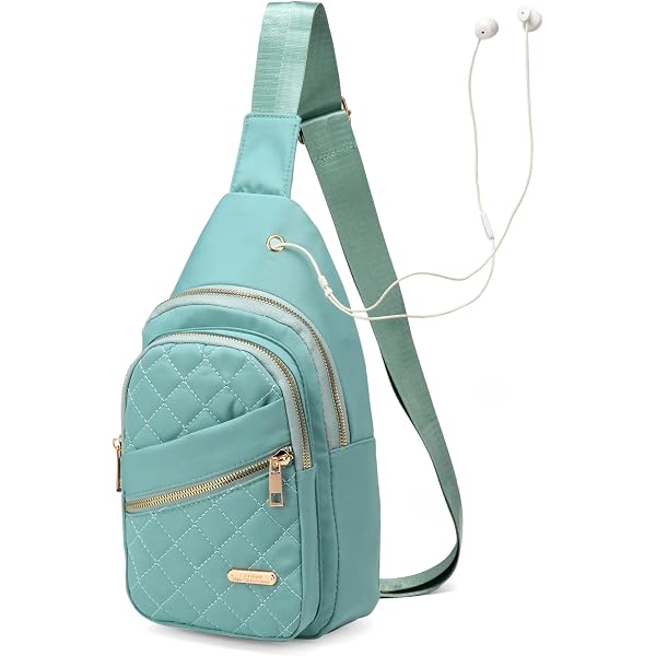 Hiflyer Kawaii Sling Bag - Small Crossbody Chest Bag, Blue Strawberry Print Backpack For Women & Girls
