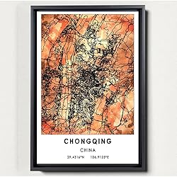 Chongqing Map Poster, China Map Art Poster, Map
