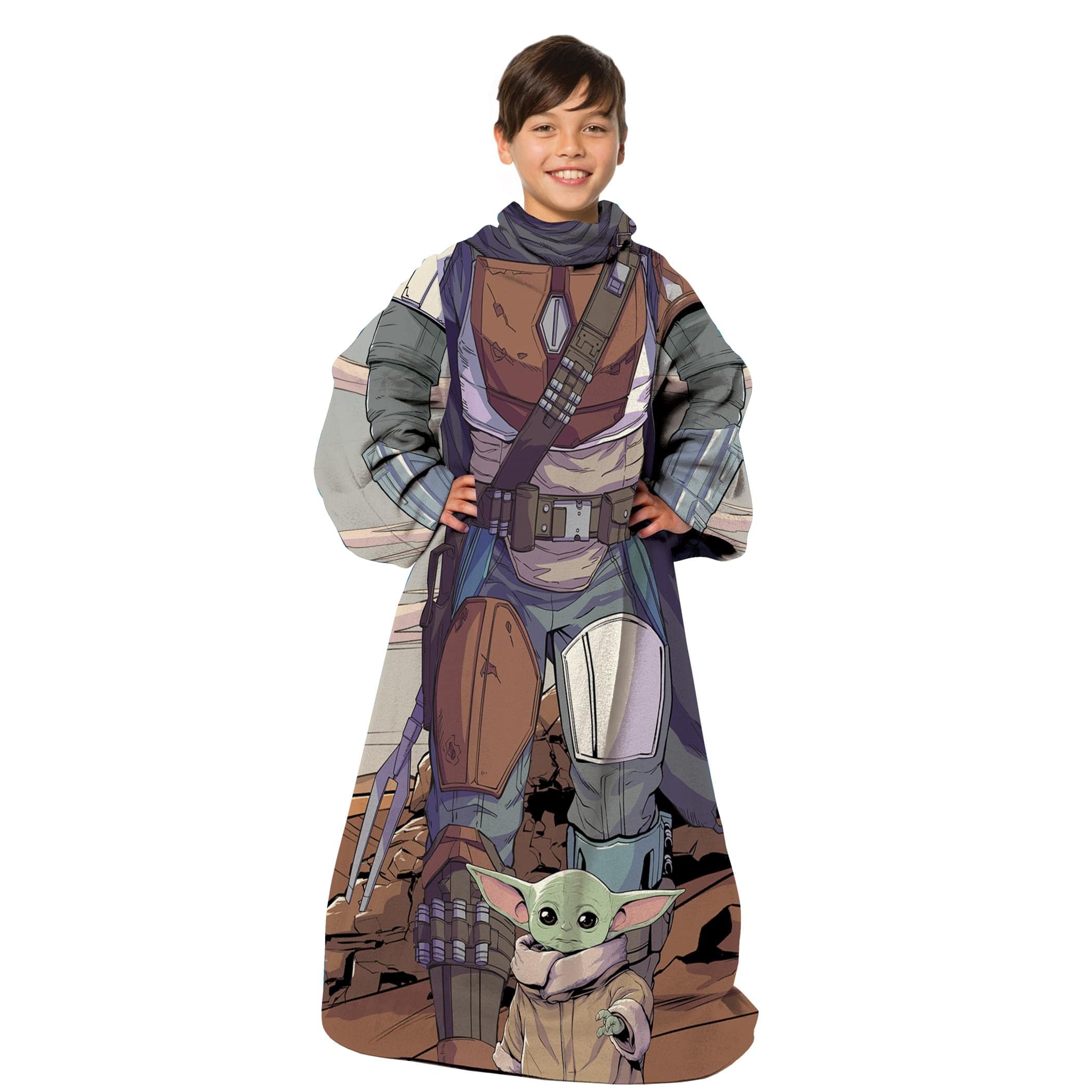 Northwest Star Wars: The Mandalorian Comfy Mando Youth Silk Touch Comfy Throw Blanket with Sleeves, 48" x, 48"