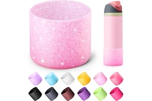 Diumepo Silicone Water Bottle Boot f or Owala 24 oz, Anti-Slip Protective Sleeve for Owala Twist & FreeSip & Flip Stainless Steel Water Bottle, Boot Bottom Base for Owala (Glitter Pink)