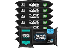 DUDE Wipes - Flushable Wipes - 8-Pack, 384 Count - Unscented + Mint Chill Travel Pack 1-Pack, 18-Count - Extra-Large - Vitamin-E & Aloe - Septic and Sewer Safe