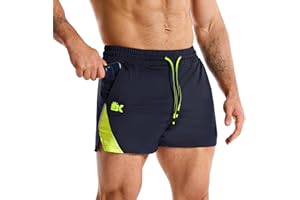 BROKIG Men's LightArmor Bodybuilding Gym Shorts with Zip Pocket,3" Quick Dry Summer Running Shorts for Workout Tennis