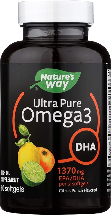 Amazon Com Nature S Way Ultra Pure Omega 3 Dha Aceite De Pescado Suplemento De Aceite De Pescado Citricos 60 Ct Health Personal Care