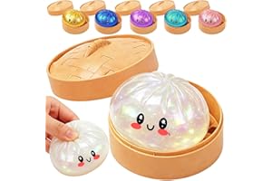 Dumpling Squishies Toy,Glitter Mystery Squishy Dumpling Box,Colorful Dumplings Stress Fidget Toys,Soft Anxiety Relief Sensory
