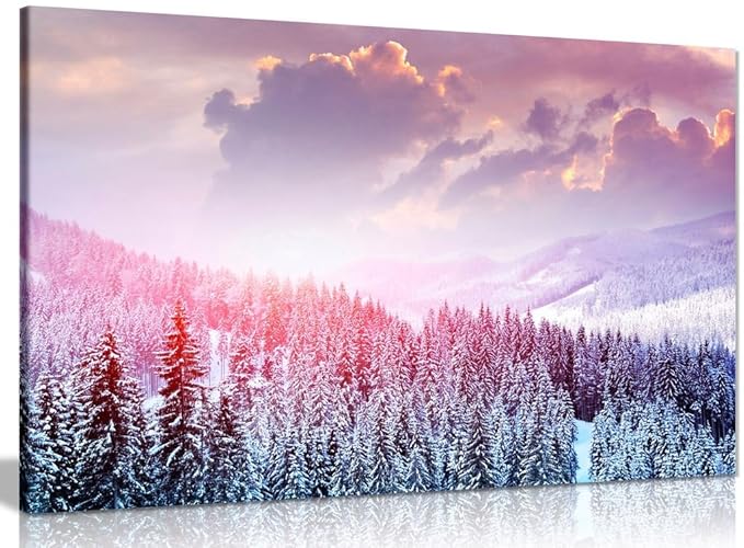 Winter Forest Snow Trees Canvas Wall Art Picture Print (18x12in