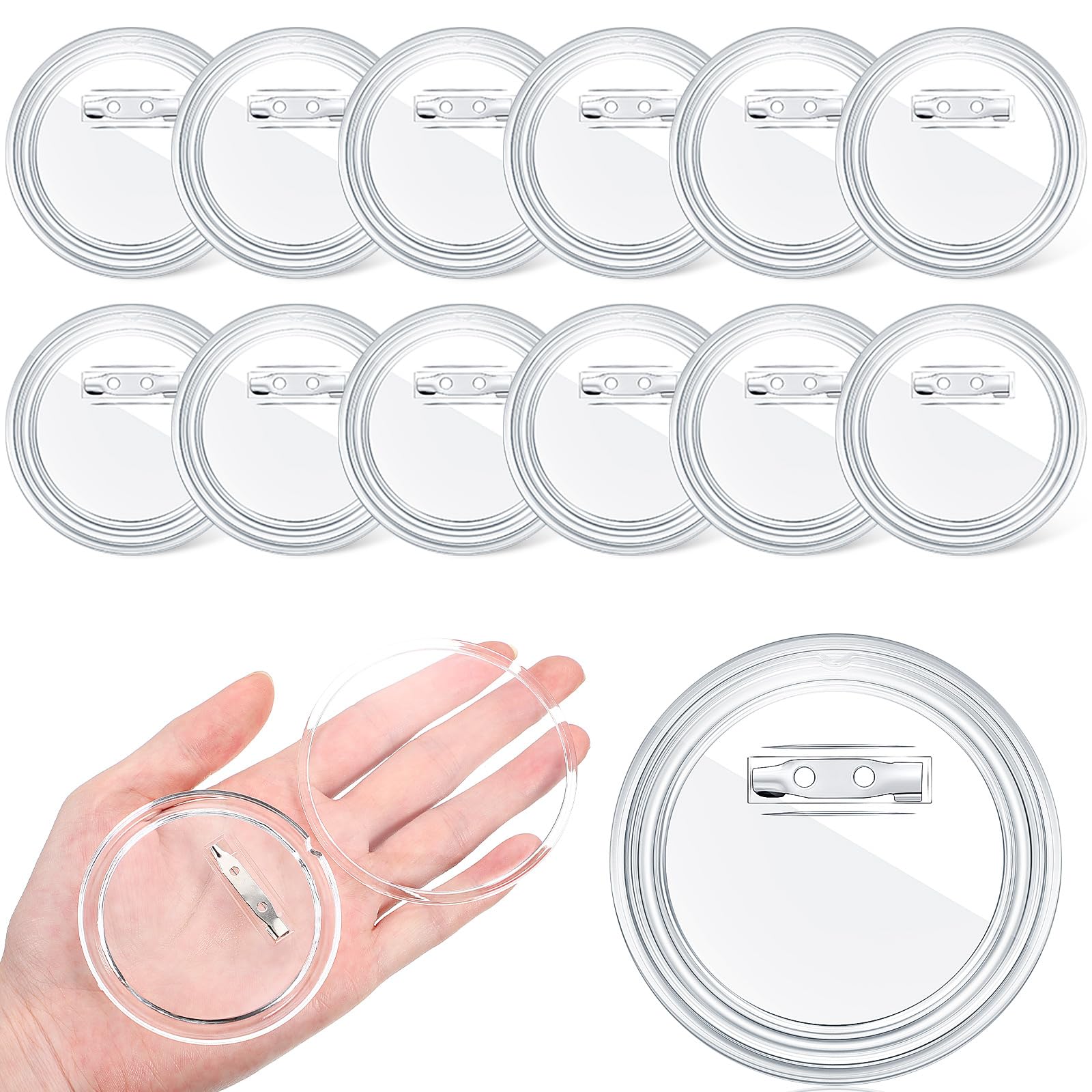 Photo 1 of Yilloog 12 Pcs 3 Inch Clear Button Pins for Crafts DIY Photo Acrylic Blank Pins Bulk for Picture Make Your Own Buttons Badge Maker DIY Crafts Supplies