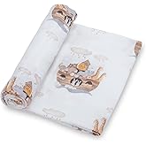 LollyBanks Muslin Swaddle Blanket | 100% Muslin Cotton | Gender Neutral Newborn and Baby Nursery Essentials for Girls and Boys, Registry | Noah's Ark Print