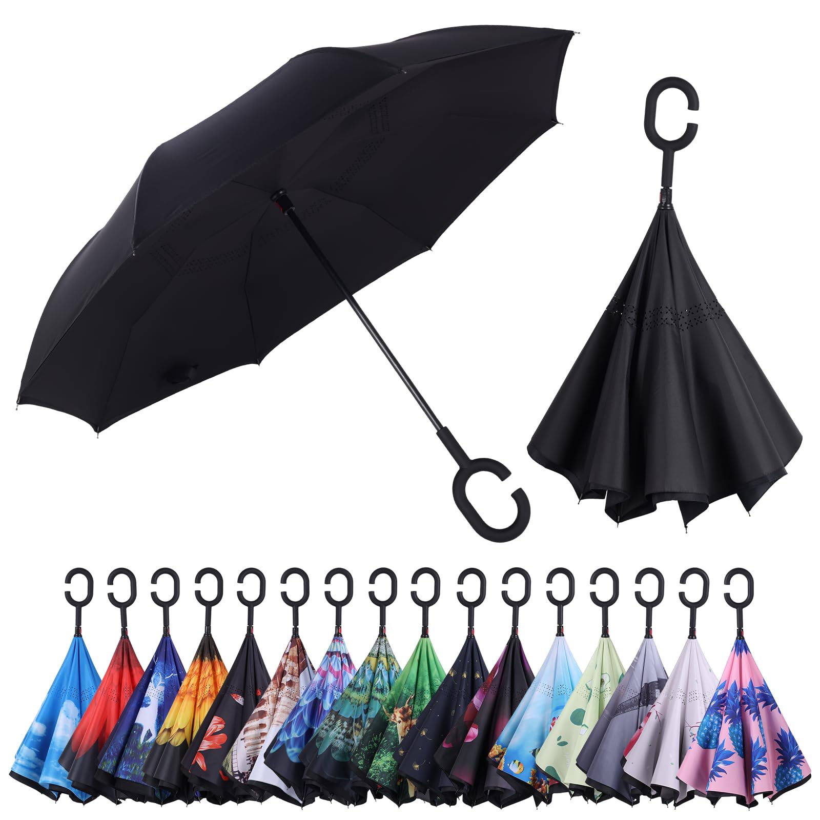Wxjiahetai Inverted Reverse Umbrella with C-shaped