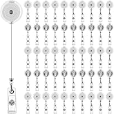 DOPENSPI 50 Pack Badge Reel Retractable with Swivel Alligator Clip, Transparent Key Card Holder Retractable Badge Reels for Teachers, Students, Office Staff